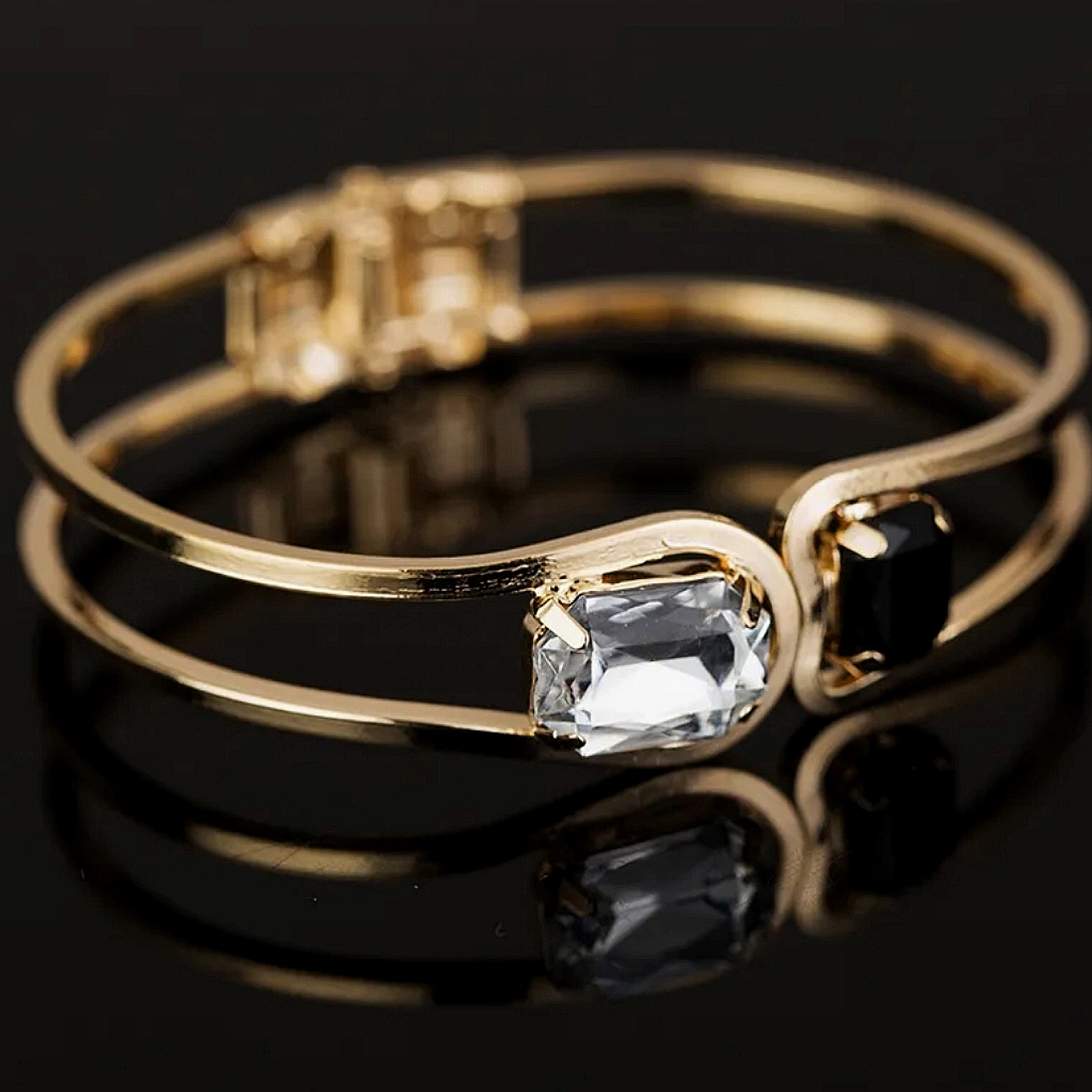 Gorgeous Dual Stone Gold Cuff Bracelet